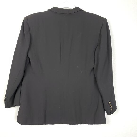 Ralph Lauren Size 6 Petite Equestrian Crest Wool Blend Blazer Black Academia - Picture 2 of 11